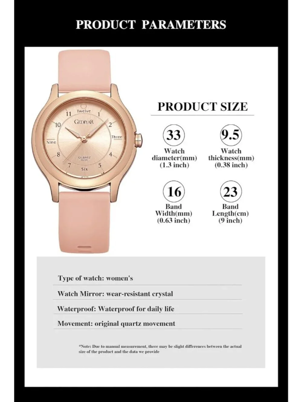 Women's Pink Analog Quartz Rubber Silicone Band Waterproof Nursing Wrist Watch